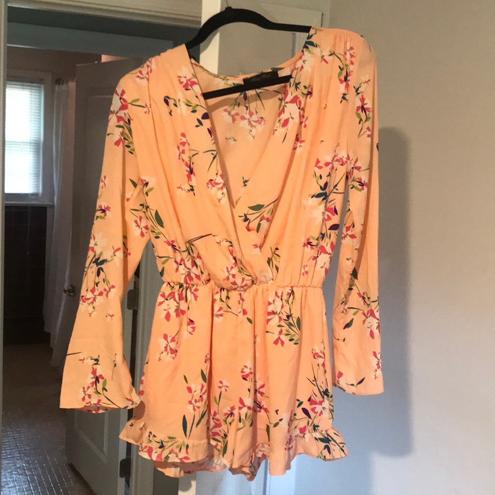 Pink floral romper- size small